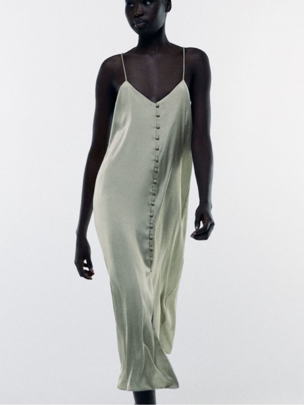 Zara Satin Button Front Dress